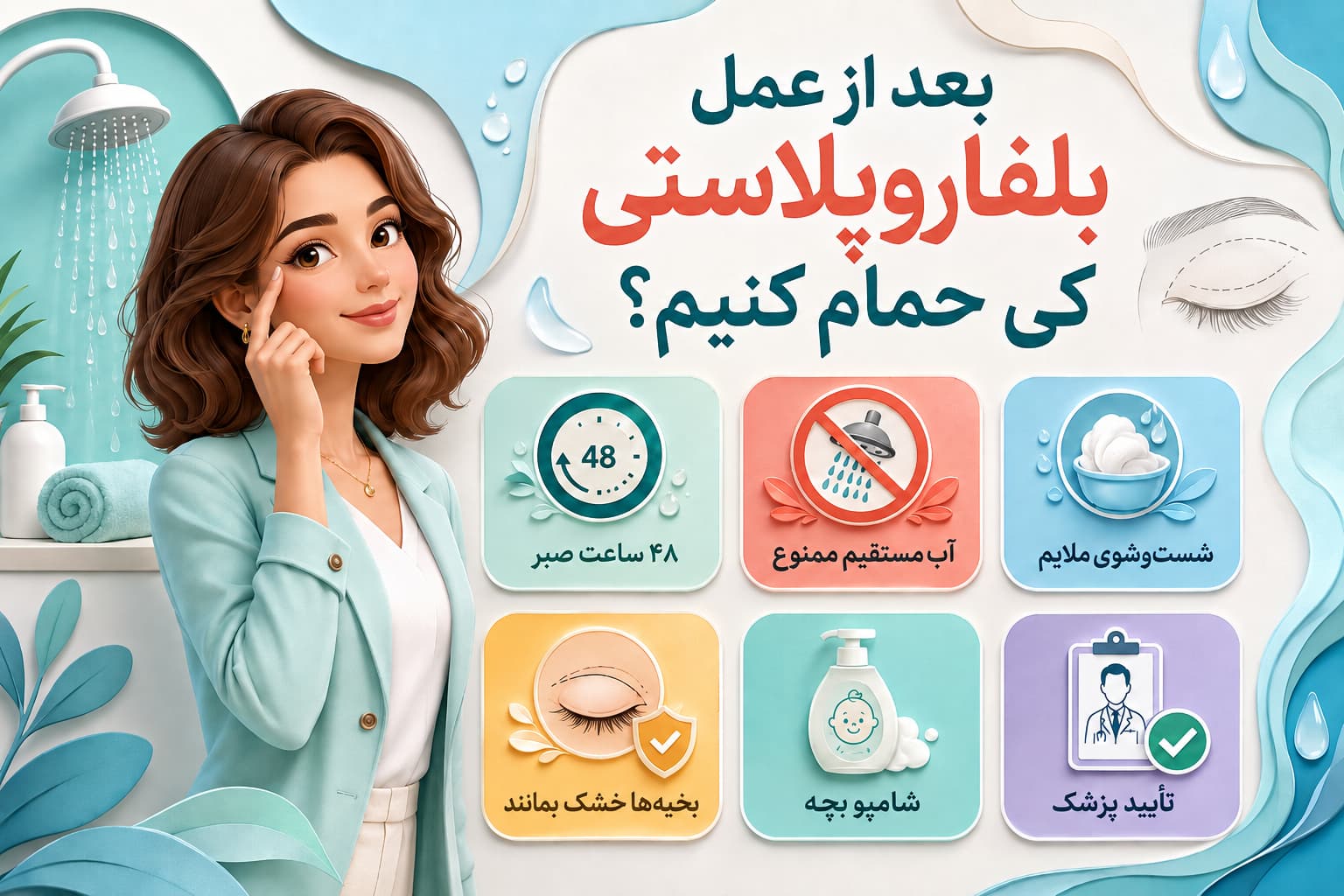 بعد از عمل بلفاروپلاستی کی حمام کنیم؟ شرایط + نحوه شستشو