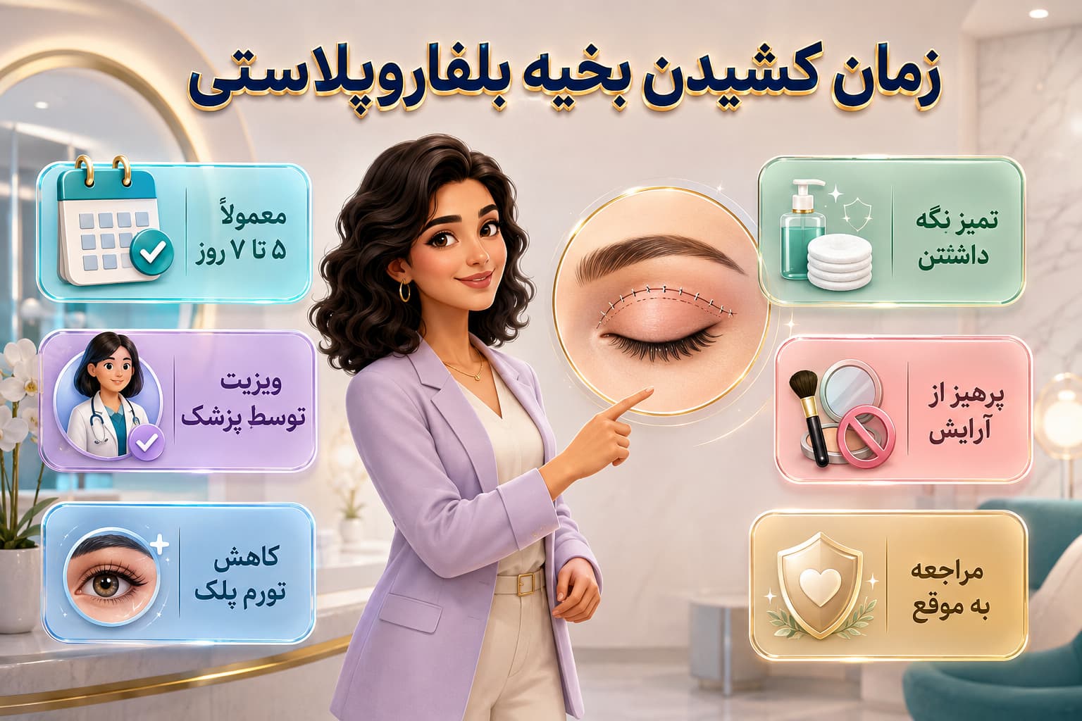 زمان کشیدن بخیه بلفاروپلاستی مراقبت ها + عوارض دیر کشیدن 