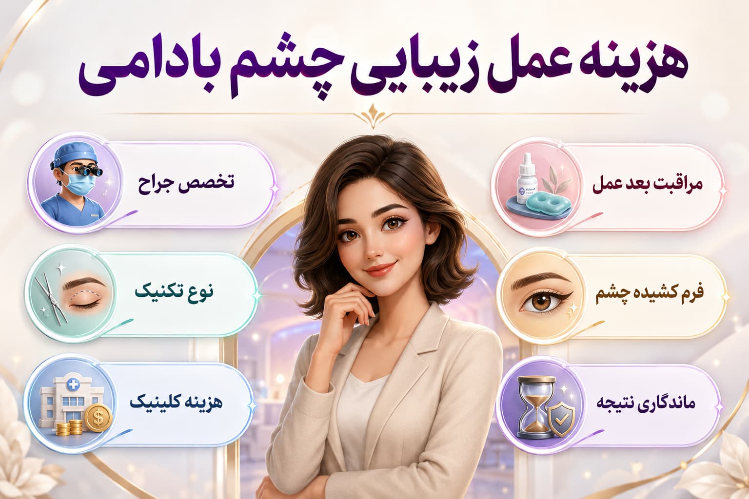 هزینه عمل زیبایی چشم بادامی تفاوت با عمل پلک + قیمت