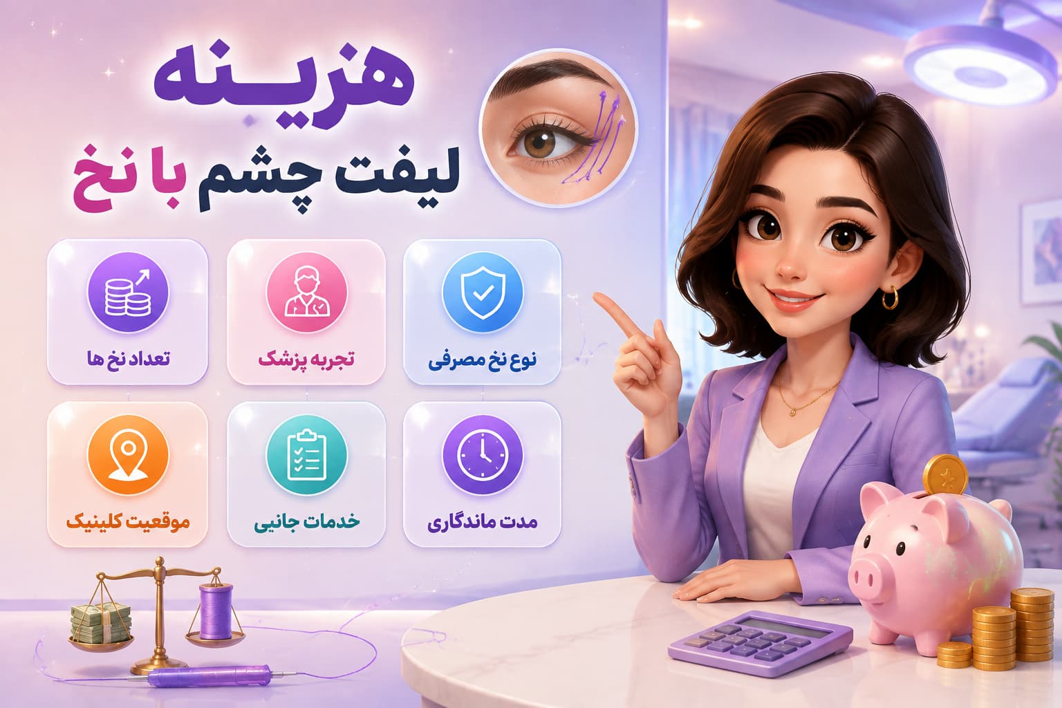 هزینه لیفت چشم با نخ لیفت چشم گربه ای + ماندگاری