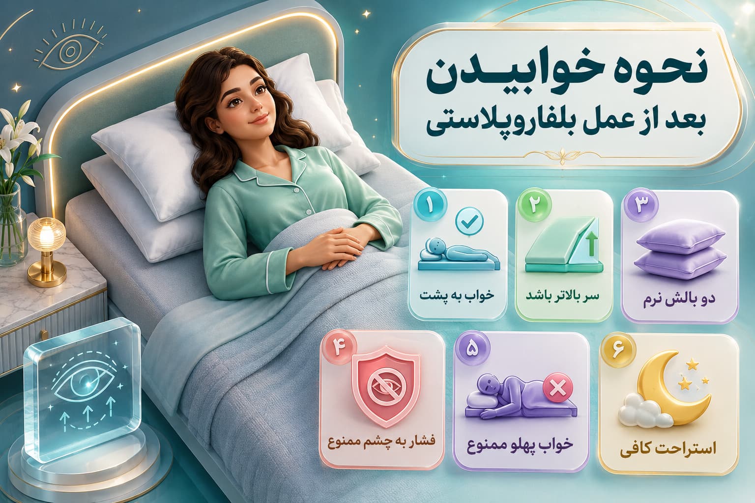 نحوه خوابیدن بعد از عمل بلفاروپلاستی + زمان مجاز به پهلو خوابیدن