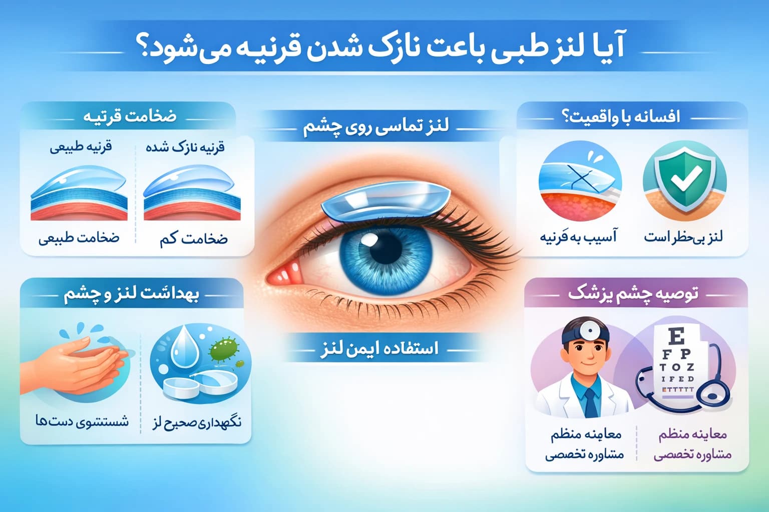 ایا لنز طبی باعث نازک شدن قرنیه می شود
