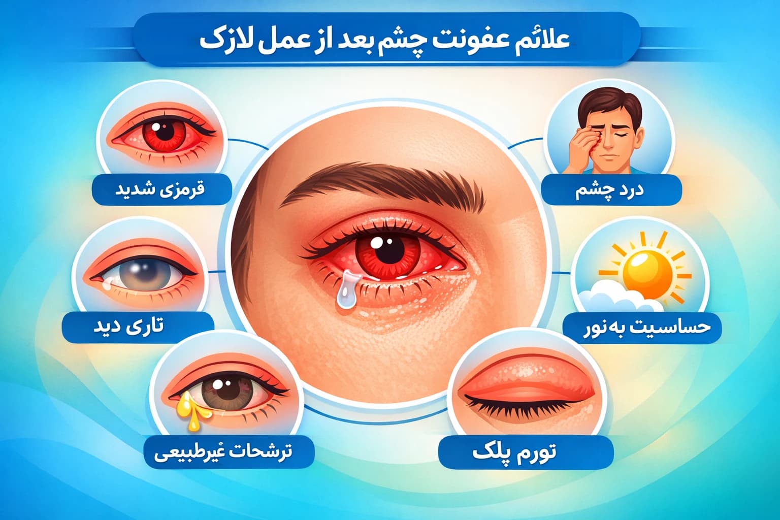علائم عفونت چشم بعد از عمل لازک