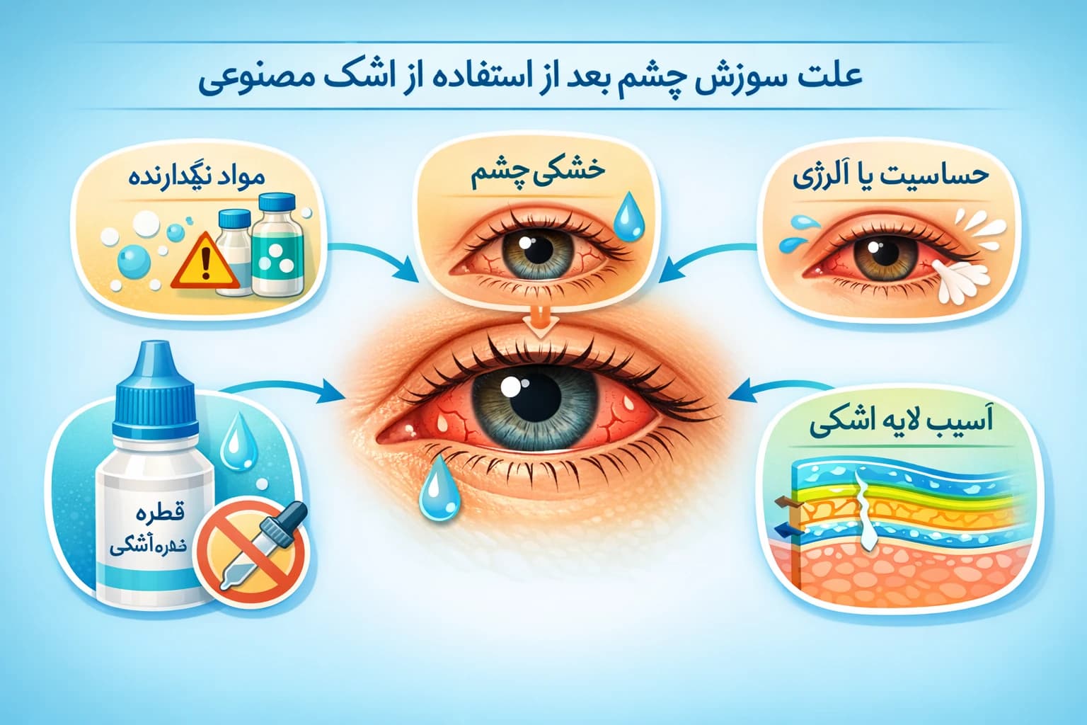 علت سوزش چشم بعد از استفاده از اشک مصنوعی