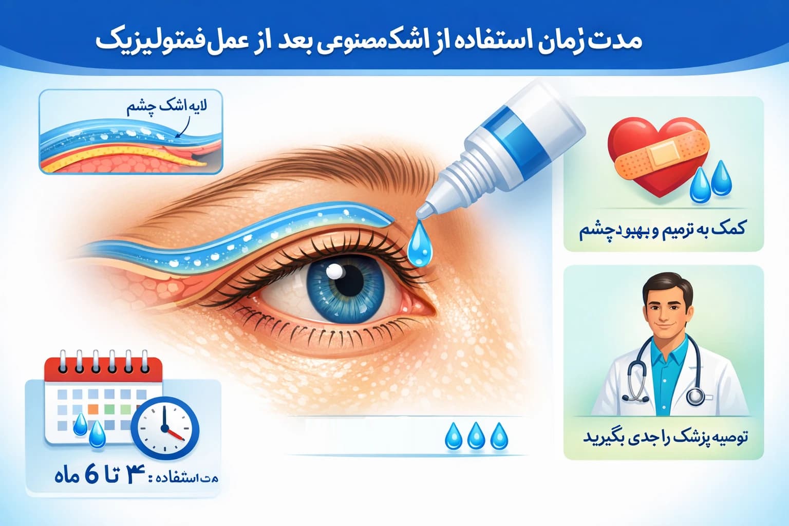 مدت زمان استفاده از اشک مصنوعی بعد از عمل فمتولیزیک